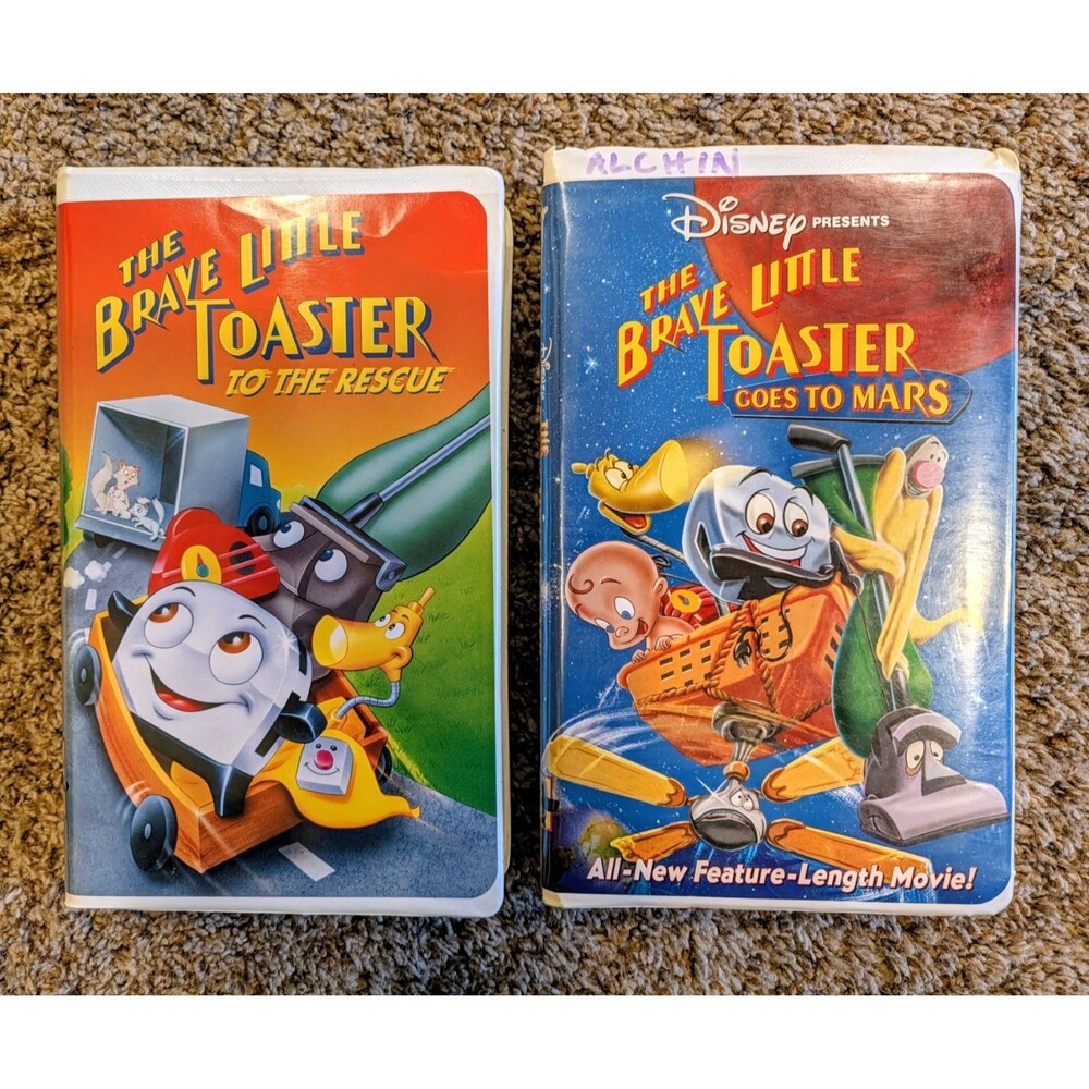 Disney The Brave Little Toaster 2 VHS Lot To The Rescue + Goes To Mars Clamshell